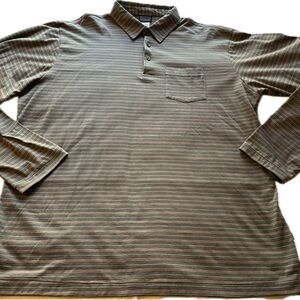 Patagonia Organic Cotton Long Sleeve Polo Shirt Mens XL Brown Striped